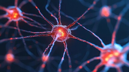 Poster - Neurons with glowing connections on a dark background, showcasing brain activity.