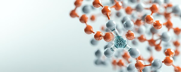 Aufkleber - Abstract molecular structure with red and blue atoms on a white isolated background.