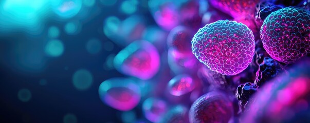 Poster - Close-up of vibrant cellular structures, colorful abstract background