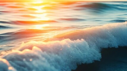 Aufkleber - Golden Hour Waves: Serene ocean wave at sunset, capturing the warm glow and tranquil beauty of nature.
