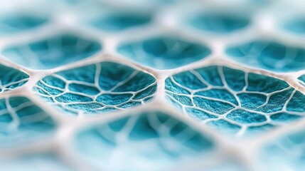 Poster - Detailed close-up of a blue leaf structure against a soft blurred background.