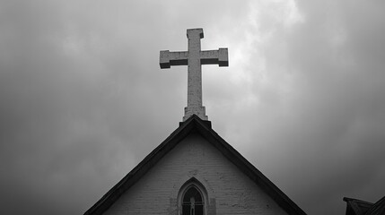 Church Steeple with a Cross