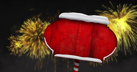 Poster - animation of sign with copy space over fireworks