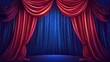© Panuwat - Stage red curtain left side blue background