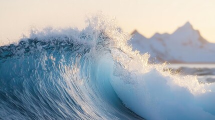 Aufkleber - Close-up of a wave crashing, highlighting its foam and vibrant blue color.