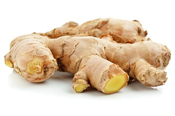 Fresh ginger on white background