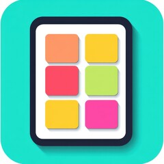 Colorful app icon featuring six vibrant squares on a teal background. mobile application icons