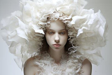 Ethereal Portrait with White Artistic Elements