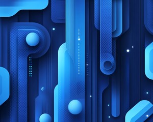 Aufkleber - Abstract blue banner design for a technology website, featuring dynamic shapes and gradients to convey innovation and modernity