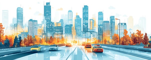 Leinwandbilder - An informative background on smart city technology, focusing on its impact on transportation, energy efficiency, and sustainable urban development