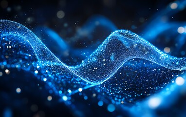 Poster - Blue abstract lines set against a hightech background, illustrating clear direction and purpose in a digital landscape