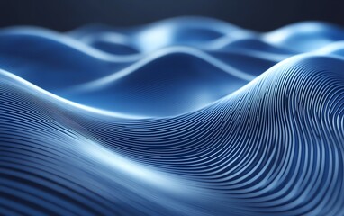 Poster - Blue abstract lines set against a hightech background, illustrating clear direction and purpose in a digital landscape