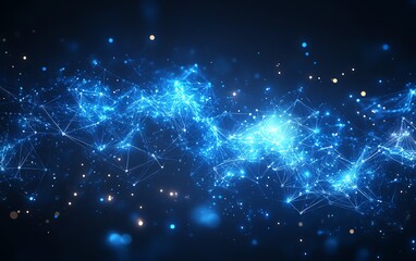 Aufkleber - Bold abstract blue banner design for a technology website, showcasing interconnected lines and shapes to symbolize connectivity and advancement
