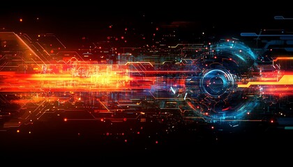 Aufkleber - Hightech stock image illustrating the evolution of cyber technology, featuring abstract designs and modern digital elements