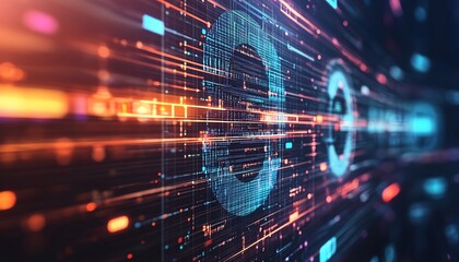 Aufkleber - Hightech stock image illustrating the evolution of cyber technology, featuring abstract designs and modern digital elements