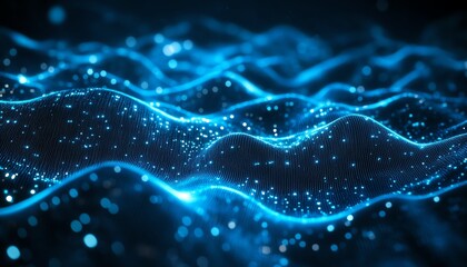Aufkleber - Stylish abstract blue banner for a tech website, showcasing flowing lines and geometric patterns for a futuristic look