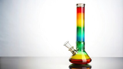 Wall Mural - Symmetrical Rasta colored glass bong isolated on white background