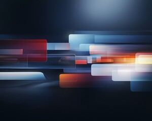 Poster - Abstract design featuring vibrant shapes and colors blending seamlessly against a dark background, ideal for tech and modern themes.
