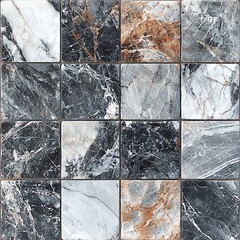 Poster - Elegant black and white marble tile pattern, perfect for interior design and home decor projects.