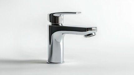 Modern Chrome Faucet on White Background