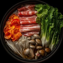 A vibrant shabu hotpot,