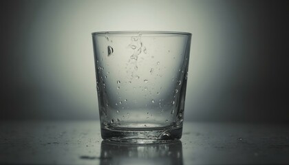 Clear Glass Filled With Water On Surface With Water Droplets