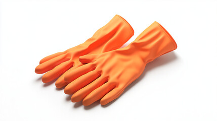 Orange Rubber Gloves: A pair of vibrant orange rubber gloves, ready for action. Perfect for cleaning, industrial work, or any task requiring hand protection.