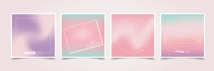 Spring gradient background vector set.