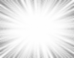 Fototapete - Seamless vintage distressed halftone dot background pattern. Radial grunge black dots transparent overlay. Retro comic book or print making creative concept backdrop