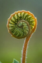 Wall Mural - A close-up of a fiddlehead fern unfurling.