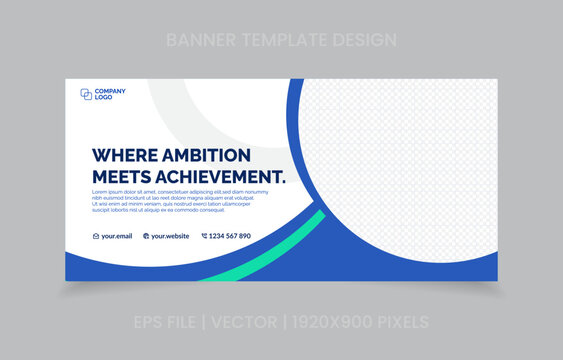 template banner design green and blue color, easy to replace image and text.