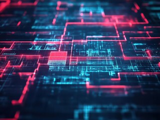 Aufkleber - Shortcut through a labyrinth with digital overlay, abstract style, 3D illustration