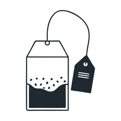 Black silhouette tea bag vector icon design