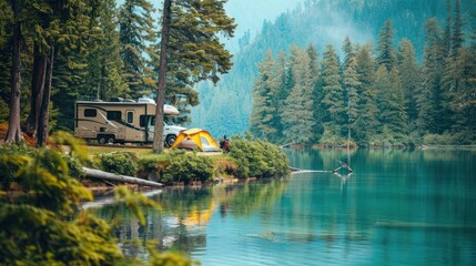 Canvas Print - Camping by the Lake