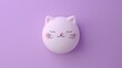 © MyDorkyDolphin - A cute cat character with blushing cheeks in the center of a plain pastel purple background, creating a sweet and playful kawaii-style design. 8k UHD, suitable for high-quality printing or digital