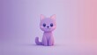 © MyDorkyDolphin - A cute cat character with blushing cheeks in the center of a plain pastel purple background, creating a sweet and playful kawaii-style design. 8k UHD, suitable for high-quality printing or digital