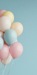 Aufkleber - Colorful Birthday Balloons on Blue Background - Minimalist Fun Celebration Aesthetic