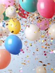 Aufkleber - Festive Balloons and Confetti Birthday Celebration Artistic Stock