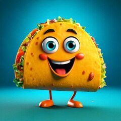 Sticker - Cute Cartoon Taco Food Character 