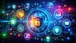 © Sandra - Vibrant Data Protection Visual Representation with Technology Icons for Privacy and Security in a Digital Landscape