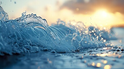 Canvas Print - Ocean Wave Splashing at Sunset: A Serene Landscape