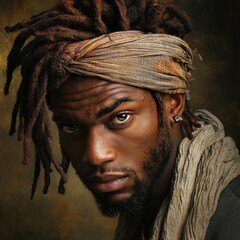 Wall Mural - handsome black man in his early 30s with dreads