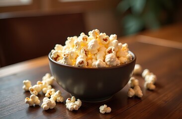 popcorn flying out of red white striped paper box 