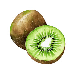 Wall Mural - A close up of a kiwi fruit with a slice missing