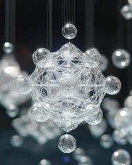 Poster - Abstract geometric structure with glass orbs.