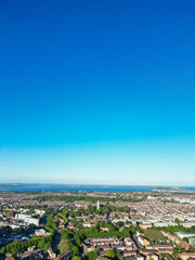 Wall Mural - High Angle View of Portsmouth City Centre Located at Beach and Docks of England United Kingdom. Image Was Captured with Drone's Camera on May 15th, 2024.