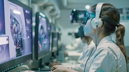 Poster - Medical Professional Experiencing Virtual Reality Simulation, Imagine a virtual reality simulation that allows medical students to practice surgical procedures in a realistic and risk-free environment