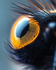 Sticker - Close-up of a bird's eye with a golden iris and black pupil.