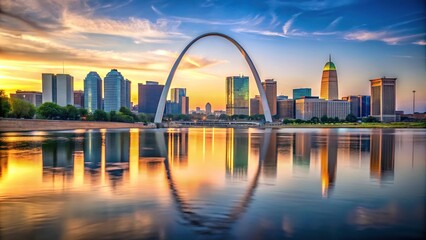 St Louis Missouri skyline across the Mississippi River