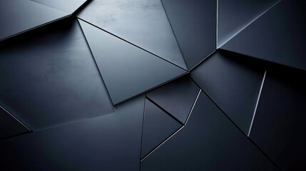 Poster - A geometric abstract design with angular shapes and dark blue hues, forming a contemporary wide banner.